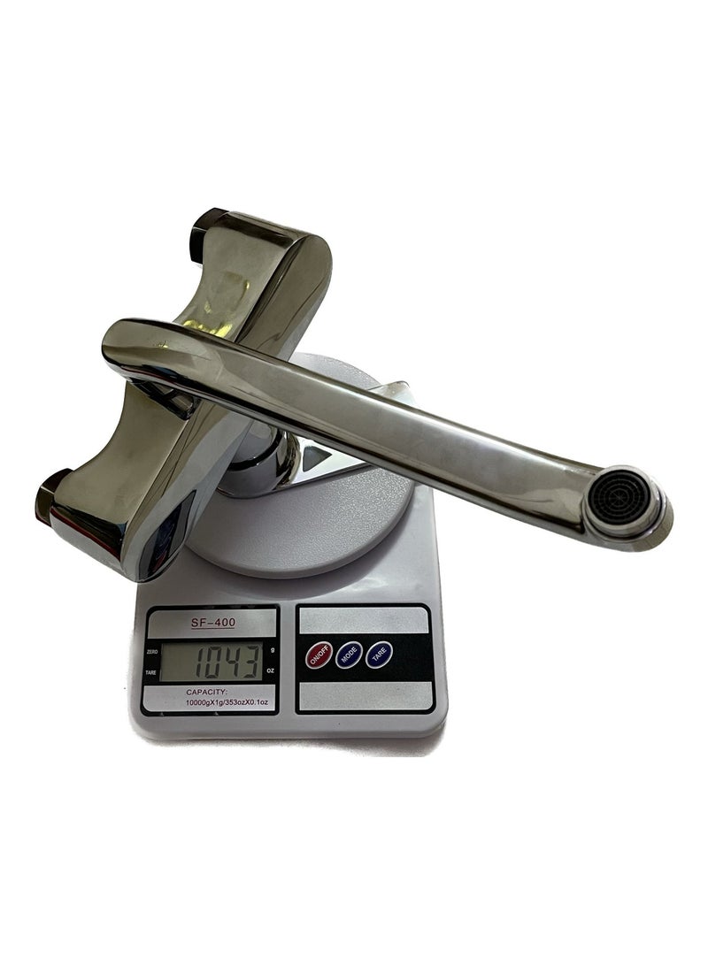 خلاط حوض يثبت على الحائط مصنوع من سبائك الزنك  مضاد للصدأ اللون  كروم - Image 3